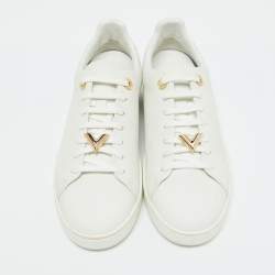 Louis Vuitton White Leather Frontrow Low Top Sneakers Size 40