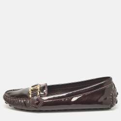 Louis Vuitton Brown Patent Leather Oxford Loafers Size 39