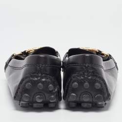 Pre Owned حذاء باليرينا فلات أوكسفورد لوي فيتون جلد أسود مقاس 38.5