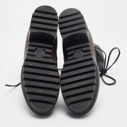 Louis Vuitton Black Suede and Monogram Canvas Laureate Desert Boots Size 39