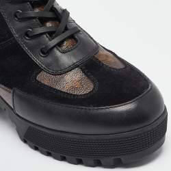Louis Vuitton Black Suede and Monogram Canvas Laureate Desert Boots Size 39
