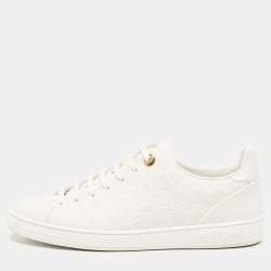 Louis Vuitton White Monogram Debossed Leather Frontrow Sneakers Size 37.5