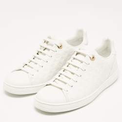 Louis Vuitton White Monogram Debossed Leather Frontrow Sneakers Size 37.5