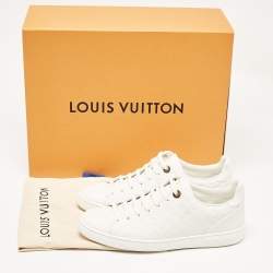 Louis Vuitton White Monogram Debossed Leather Frontrow Sneakers Size 37.5