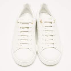 Louis Vuitton White Monogram Debossed Leather Frontrow Sneakers Size 37.5