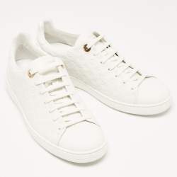 Louis Vuitton White Monogram Debossed Leather Frontrow Sneakers Size 37.5