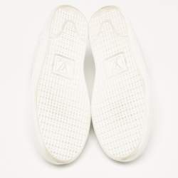 Louis Vuitton White Monogram Debossed Leather Frontrow Sneakers Size 37.5