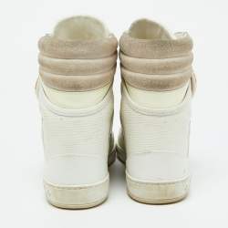 Louis Vuitton White Epi Leather and Suede Postmark Wedge Sneakers Size 39