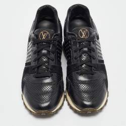 Louis Vuitton Black Leather and Suede Run Away Lace Up Sneakers Size 39