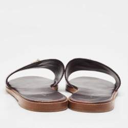 Louis Vuitton Burgundy Patent Leather Lock It Flat Sandals Size 40