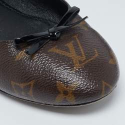 Louis Vuitton Black Leather and Monogram Canvas Joy Ballet Flats Size 36