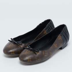 Louis Vuitton Black Leather and Monogram Canvas Joy Ballet Flats Size 36