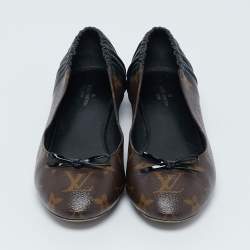 Louis Vuitton Black Leather and Monogram Canvas Joy Ballet Flats Size 36