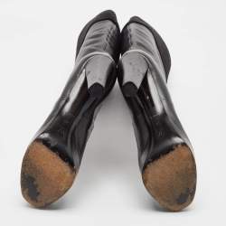 Louis Vuitton Black Monogram Suede and Leather Knee Length Boots Size 39