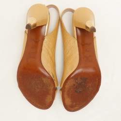 Louis Vuitton Beige Monogram Vernis Patent Slingback Sandals Size 37