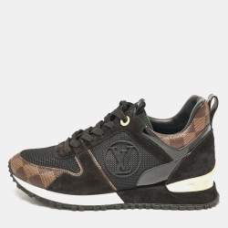 Louis Vuitton Black/Brown Mesh and Damier Ebene Canvas Run Away Sneakers Size 37