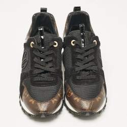 Louis Vuitton Black/Brown Mesh and Monogram Canvas Run Away Sneakers Size 38