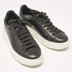 Louis Vuitton Black Leather Timeout Low Top Sneakers Size 37.5