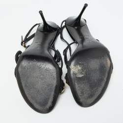 Louis Vuitton Black Patent Leather Criss Cross Strappy Sandals Size 40