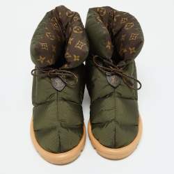 مملوكة مسبقًا Louis Vuitton Olive Green Fabric Pillow Comfort Ankle Boots Size 36