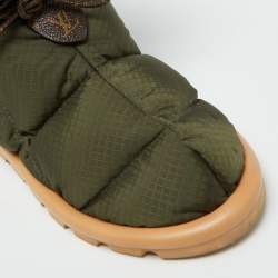 مملوكة مسبقًا Louis Vuitton Olive Green Fabric Pillow Comfort Ankle Boots Size 36