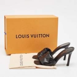 Louis Vuitton Black Leather Revival Slide Sandals Size 38