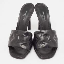 Louis Vuitton Black Leather Revival Slide Sandals Size 38