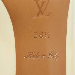 Louis Vuitton Cream Patent Leather and Damier Azur Canvas Peep Toe Pumps Size 38.5