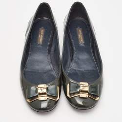 Louis Vuitton Green/Black Patent Leather Ballet Flats Size 37.5
