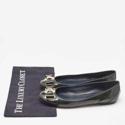 Louis Vuitton Green/Black Patent Leather Ballet Flats Size 37.5