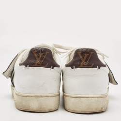 Louis Vuitton White/Brown Monogram Canvas and Leather Frontrow Sneakers Size 36