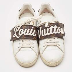 Louis Vuitton White/Brown Monogram Canvas and Leather Frontrow Sneakers Size 36