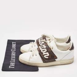 Louis Vuitton White/Brown Monogram Canvas and Leather Frontrow Sneakers Size 36