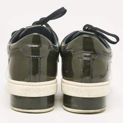 Louis Vuitton Dark Green Patent Leather Lace Up Sneakers Size 37.5