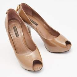 مملوكة مسبقًا Louis Vuitton Brown Patent Leather Oh Really! Peep Toe Pumps Size 36