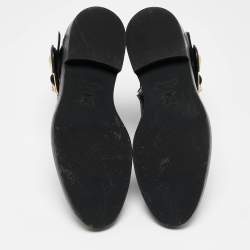Pre Owned Louis Vuitton Black Leather Ankle Length Boots Size 36