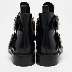 Pre Owned Louis Vuitton Black Leather Ankle Length Boots Size 36
