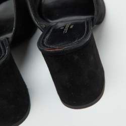 Louis Vuitton Black Suede Bahiana Block Heel Mules Size 39