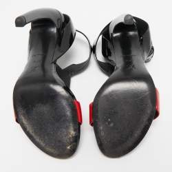 Louis Vuitton Red/Black Patent Leather Bright Shade Ankle Strap Sandals Size 37.5   