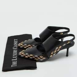 Pre Owned Louis Vuitton Black Leather Gold Rush Slingback Pumps Size 39