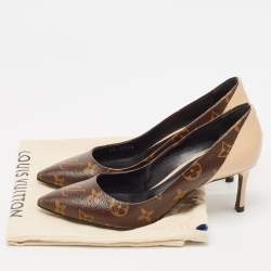 Louis Vuitton Brown/Beige Leather and Patent Leather Chérie Pumps Size 36