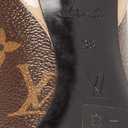 Louis Vuitton Brown/Beige Leather and Patent Leather Chérie Pumps Size 36