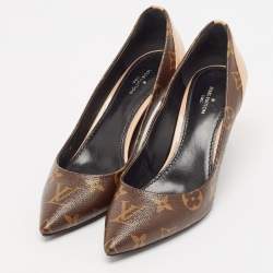 Louis Vuitton Brown/Beige Leather and Patent Leather Chérie Pumps Size 36