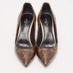 Louis Vuitton Brown/Beige Leather and Patent Leather Chérie Pumps Size 36