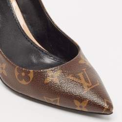 Louis Vuitton Brown/Beige Leather and Patent Leather Chérie Pumps Size 36