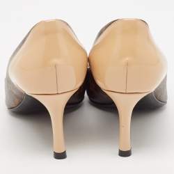 Louis Vuitton Brown/Beige Leather and Patent Leather Chérie Pumps Size 36