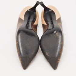 Louis Vuitton Brown/Beige Leather and Patent Leather Chérie Pumps Size 36