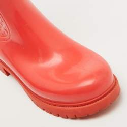 Louis Vuitton Coral Orange Monogram Rubber Splash Rain Boots Size 38