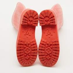 Louis Vuitton Coral Orange Monogram Rubber Splash Rain Boots Size 38