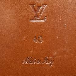 Pre Owned Louis Vuitton Brown/Beige Mink Fur Lock It Flat Slides Size 40